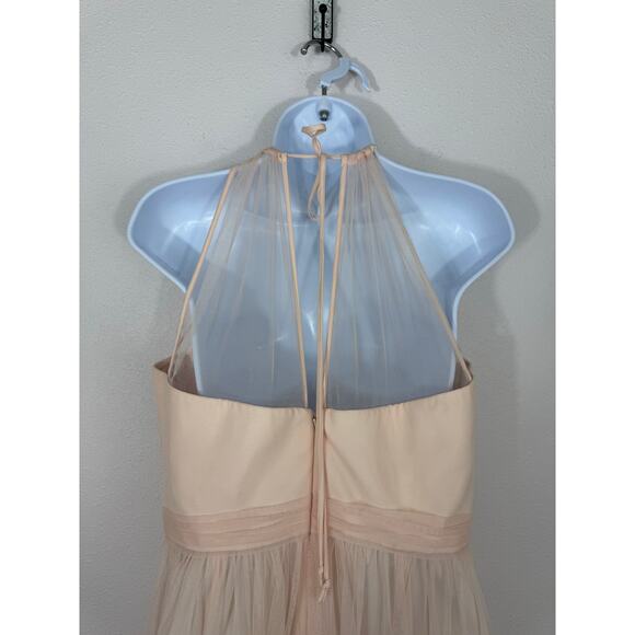 Amsale Blush Halter Tulle Maxi Gown NWT Size 14  Bridesmaid Formal Dress - Picture 9 of 10